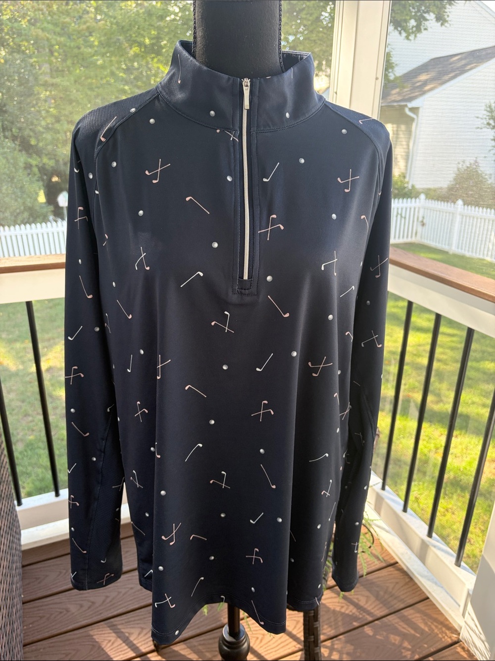 Lady Hagen Navy Quarter-Zip Pullover with Pale Pink & White Golf Accents